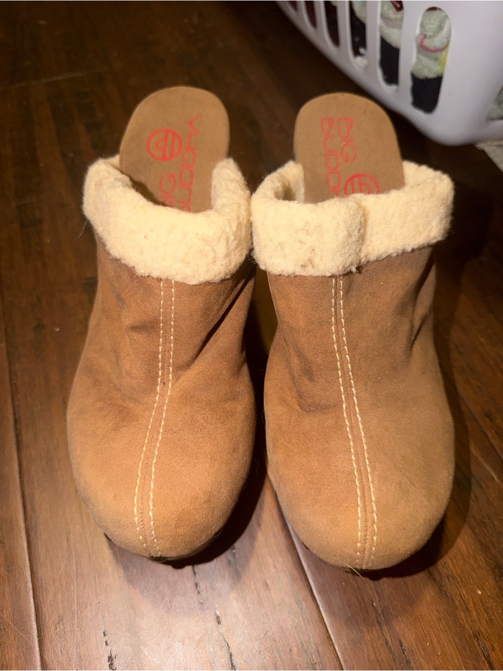 Big Buddha Tan Suede-Look Shearling Clog Mules
